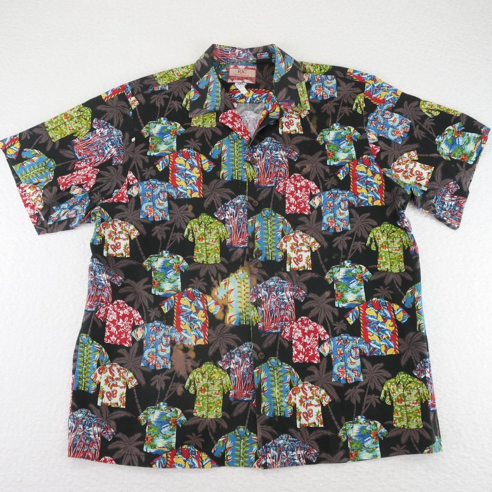 RJC Hawaiian Shirt Mens 2XL Hawiian Shirt‎ Print Made in Hawaii Cotton